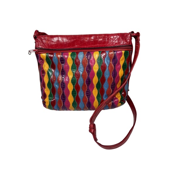 VINTAGE 80's Sharif Rainbow Crossbody Bag - Picture 2 of 13